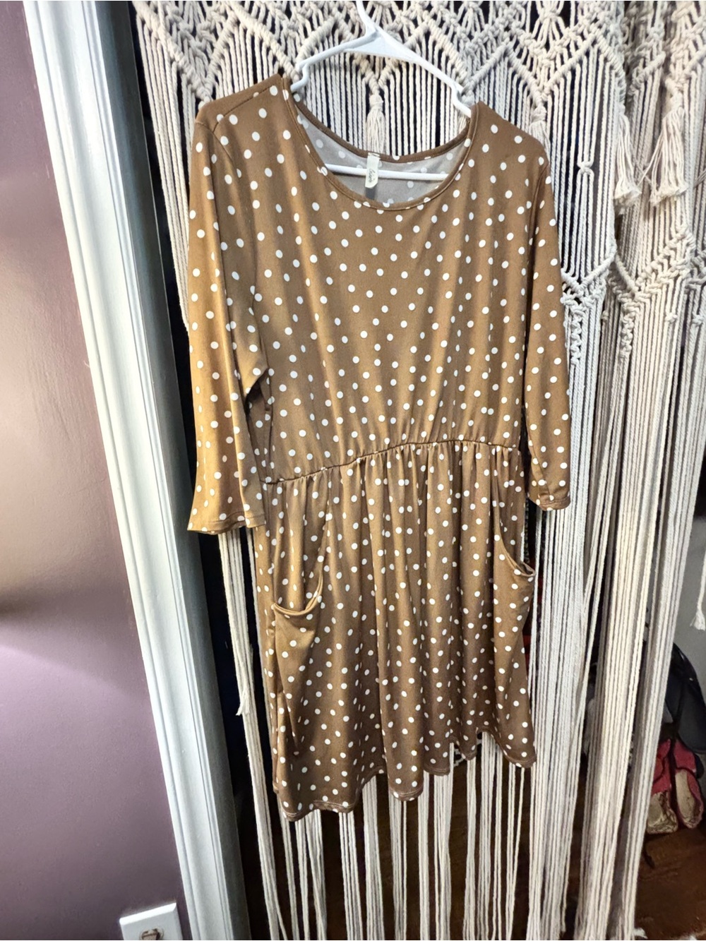 Celeste Tan Polka Dot Pocket Dress